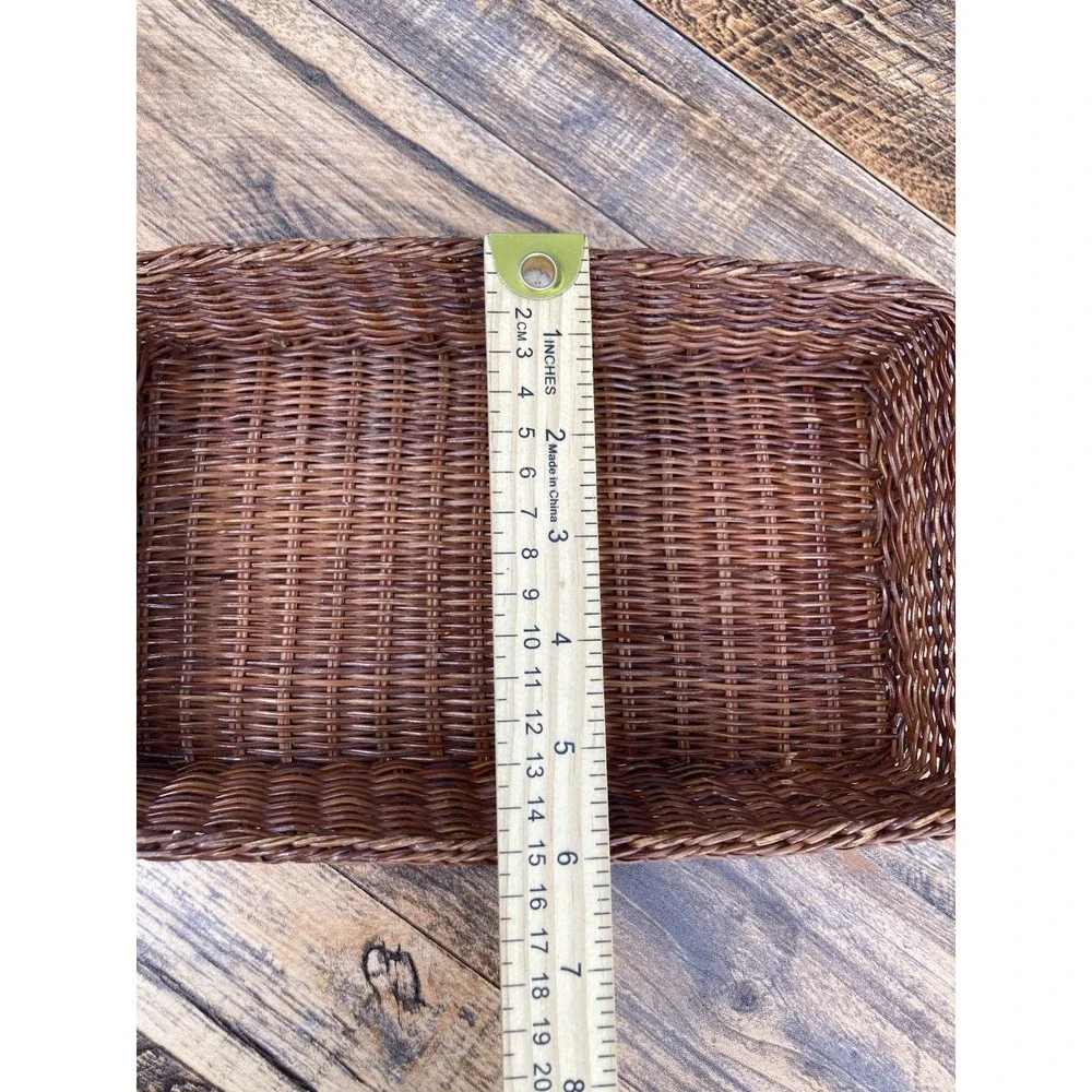 Small Brown Woven Wicker Organizer Basket Storage Tray 10